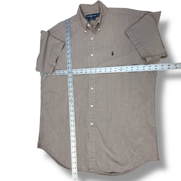 Ralph Lauren Blake Shirt Mens Sz M Brown Check Short Sleeve Button Pony Logo - Picture 6 of 9
